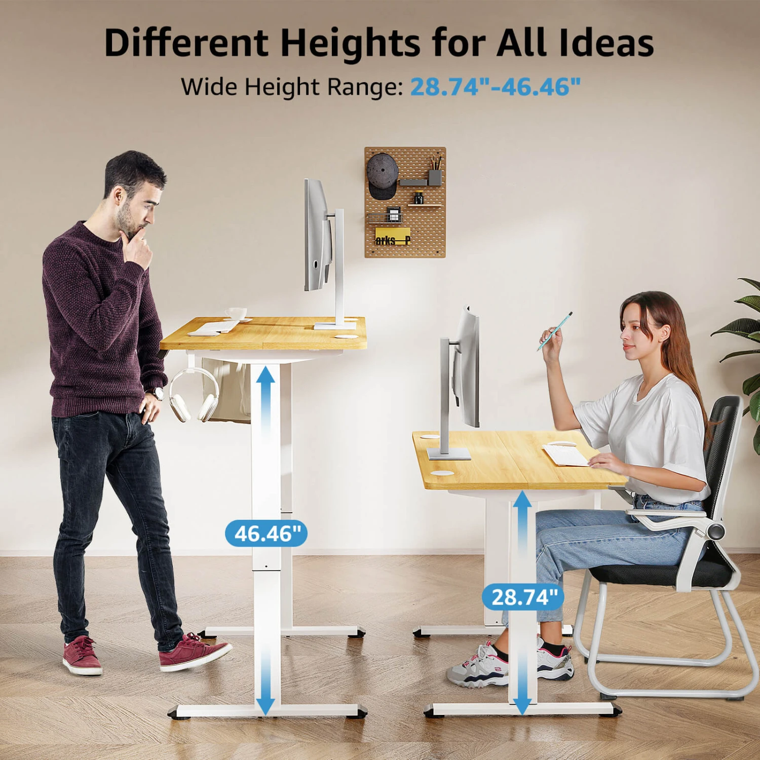 MOUNTUP 48x24" Electric Height Adjustable Standing Desk- Oak 7 MOUNTUP 48x24" Electric Height Adjustable Standing Desk- Oak - Image 5