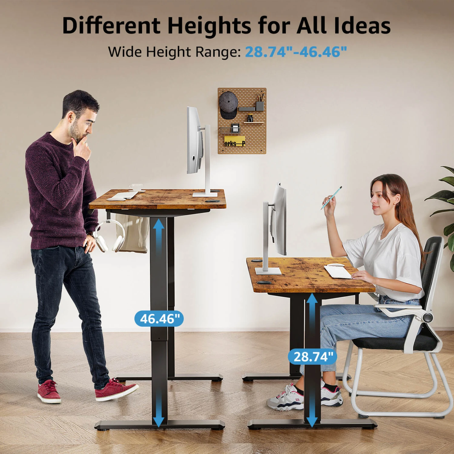 MOUNTUP 48x24" Electric Height Adjustable Standing Desk- Rustic Brown 8 MOUNTUP 48x24" Electric Height Adjustable Standing Desk- Rustic Brown - Image 6