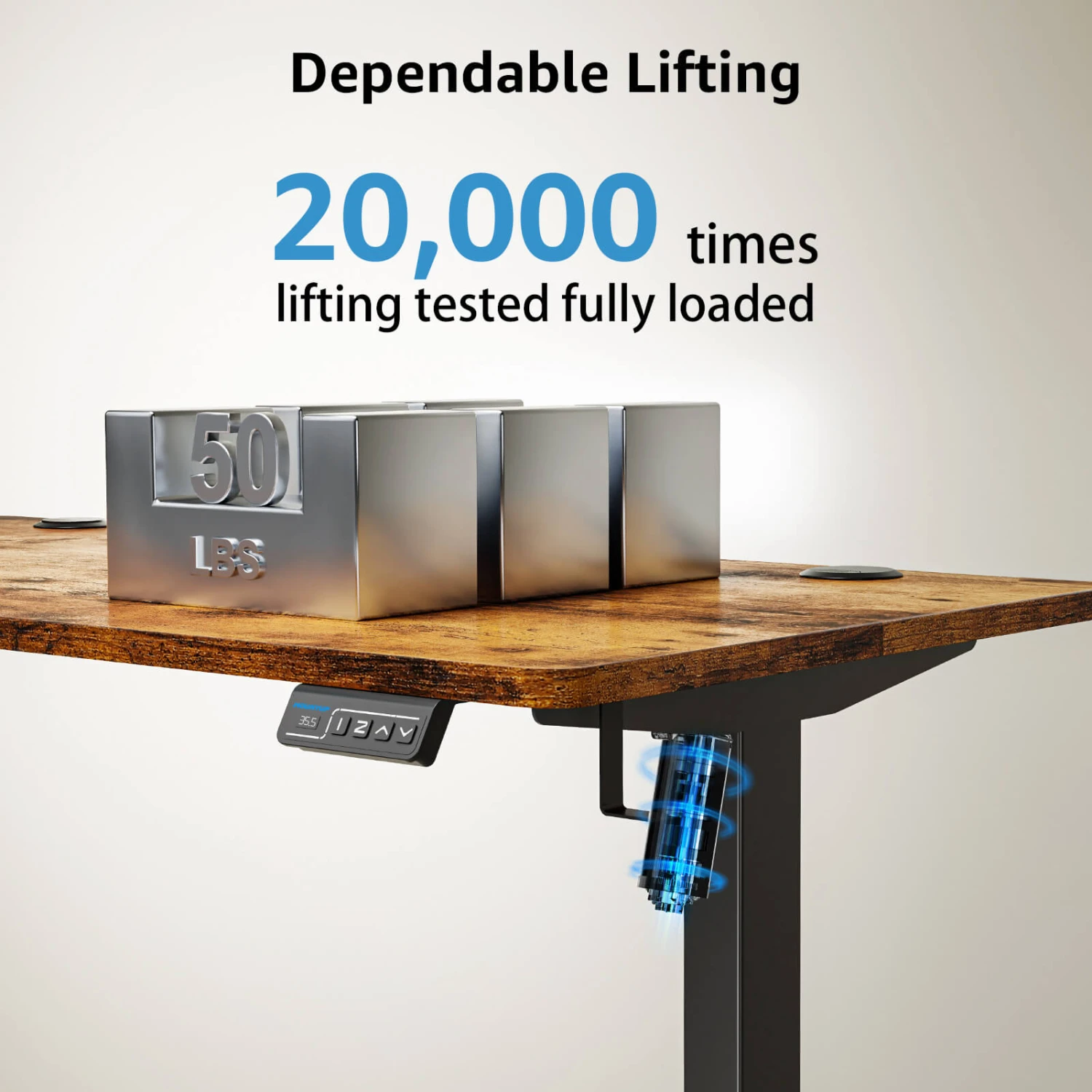 MOUNTUP 48x24" Electric Height Adjustable Standing Desk- Rustic Brown 6 MOUNTUP 48x24" Electric Height Adjustable Standing Desk- Rustic Brown - Image 4