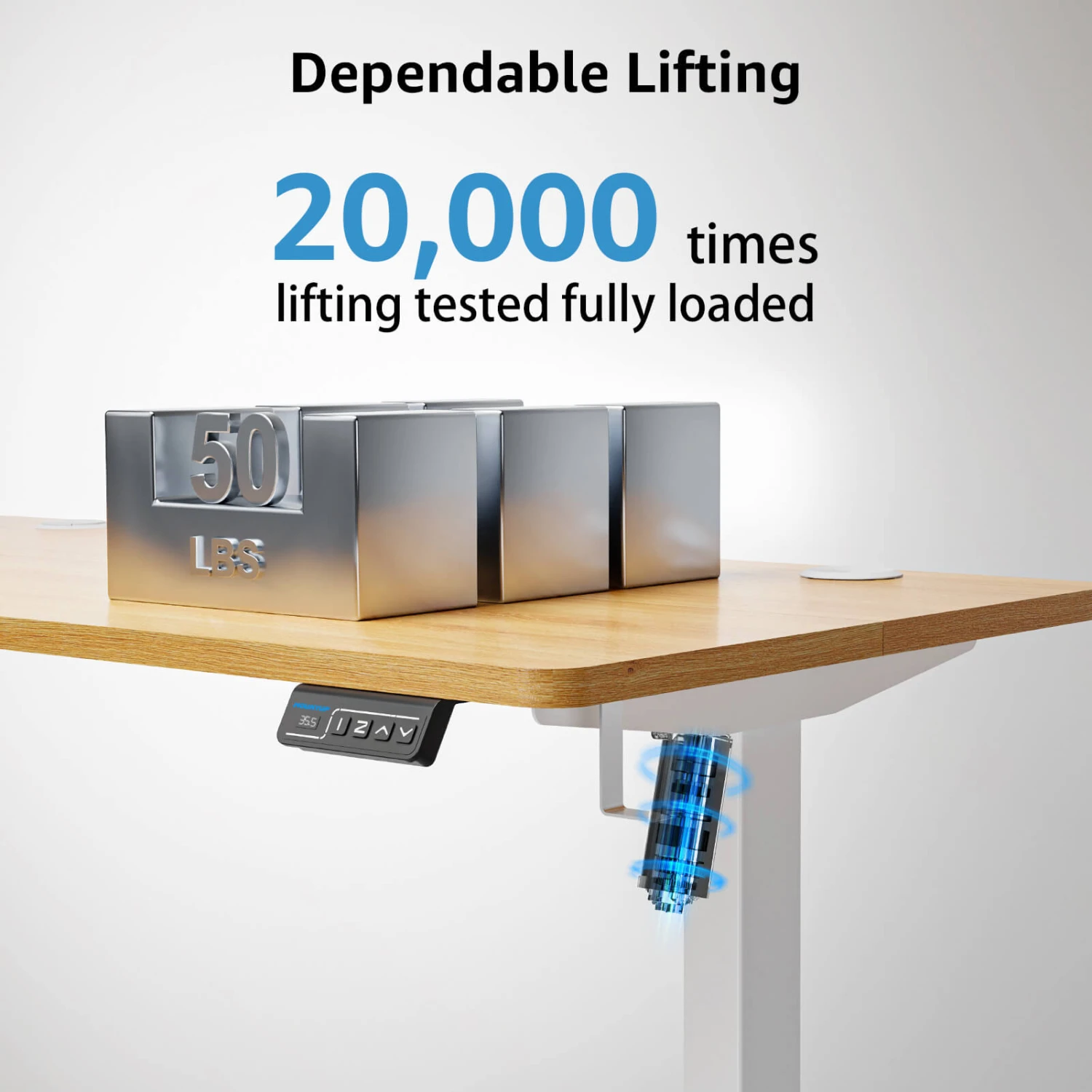 MOUNTUP 48x24" Electric Height Adjustable Standing Desk- Oak 6 MOUNTUP 48x24" Electric Height Adjustable Standing Desk- Oak - Image 4