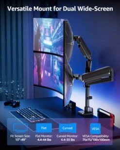 MOUNTUP Dual Monitor Stand For 49'' Curved Screen Stacking, Heavy Duty Dual Monitor Arm Holds 4.4 44 Lbs, Vertical Stacked Monitors Desk Mount, Full Motion, Height Adjustable, VESA Mount 75/100 -Mountup Store 03 b75673cc fcc9 4b0a a50c d956bc6a9c7a