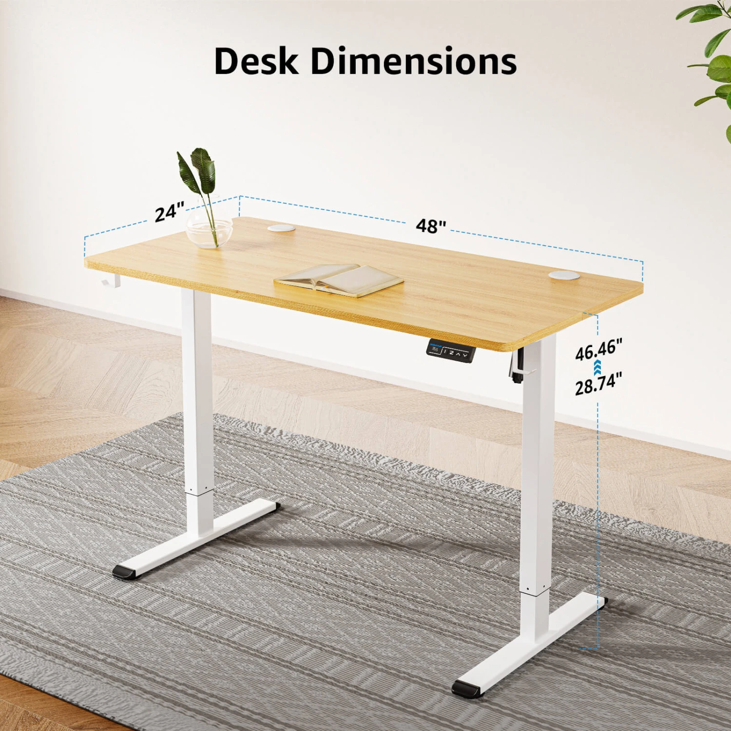 MOUNTUP 48x24" Electric Height Adjustable Standing Desk- Oak 10 MOUNTUP 48x24" Electric Height Adjustable Standing Desk- Oak - Image 8