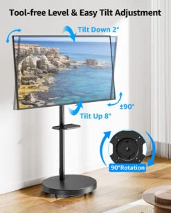 17''- 55'' Monitor Floor Stand TV Mount & TV Cart MUT1109-B -Mountup Store 04 3