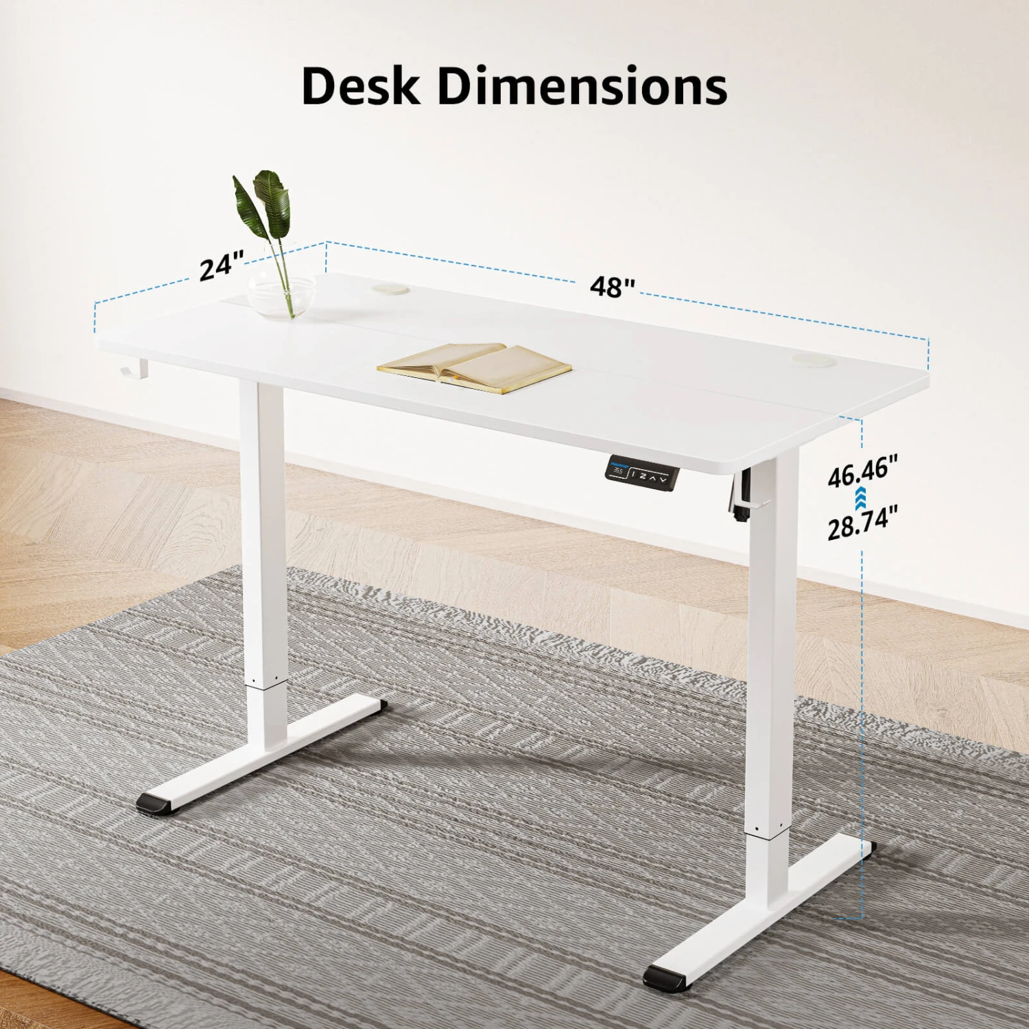 MOUNTUP 48x24" Electric Height Adjustable Standing Desk- White 10 MOUNTUP 48x24" Electric Height Adjustable Standing Desk- White - Image 8