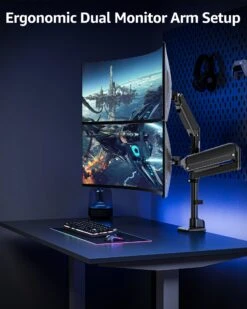 MOUNTUP Dual Monitor Stand For 49'' Curved Screen Stacking, Heavy Duty Dual Monitor Arm Holds 4.4 44 Lbs, Vertical Stacked Monitors Desk Mount, Full Motion, Height Adjustable, VESA Mount 75/100 -Mountup Store 06 2 1be59db6 4d20 443d ba37 716771c6aee1