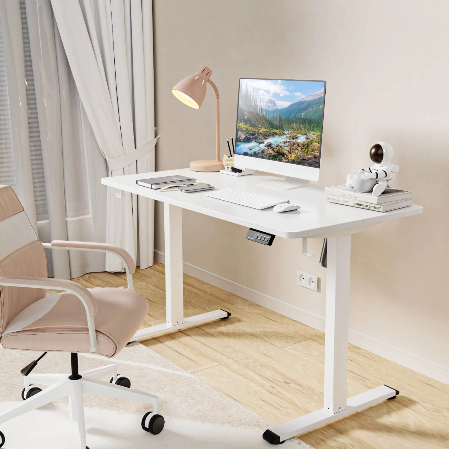 MOUNTUP 48x24" Electric Height Adjustable Standing Desk- White 4 MOUNTUP 48x24" Electric Height Adjustable Standing Desk- White - Image 2