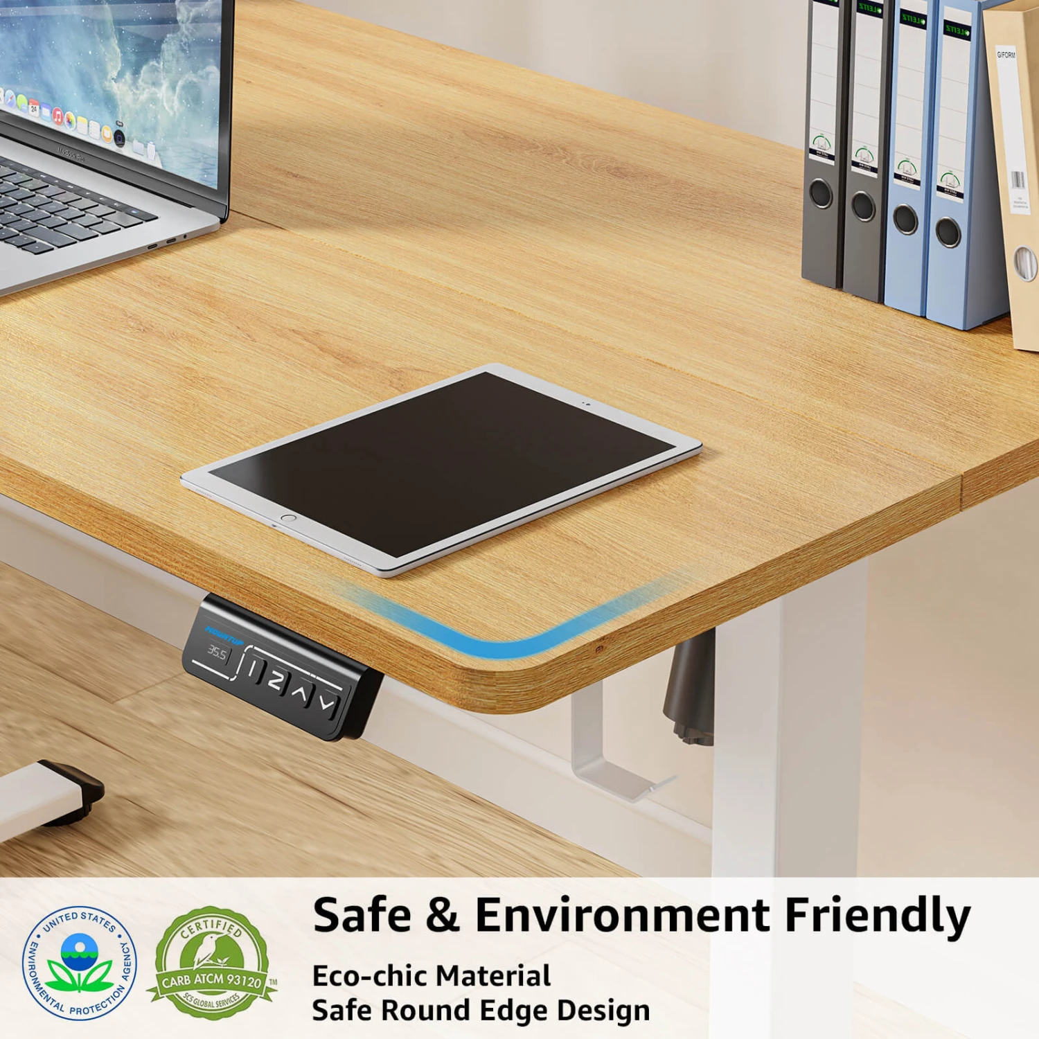 MOUNTUP 48x24" Electric Height Adjustable Standing Desk- Oak 5 MOUNTUP 48x24" Electric Height Adjustable Standing Desk- Oak - Image 3