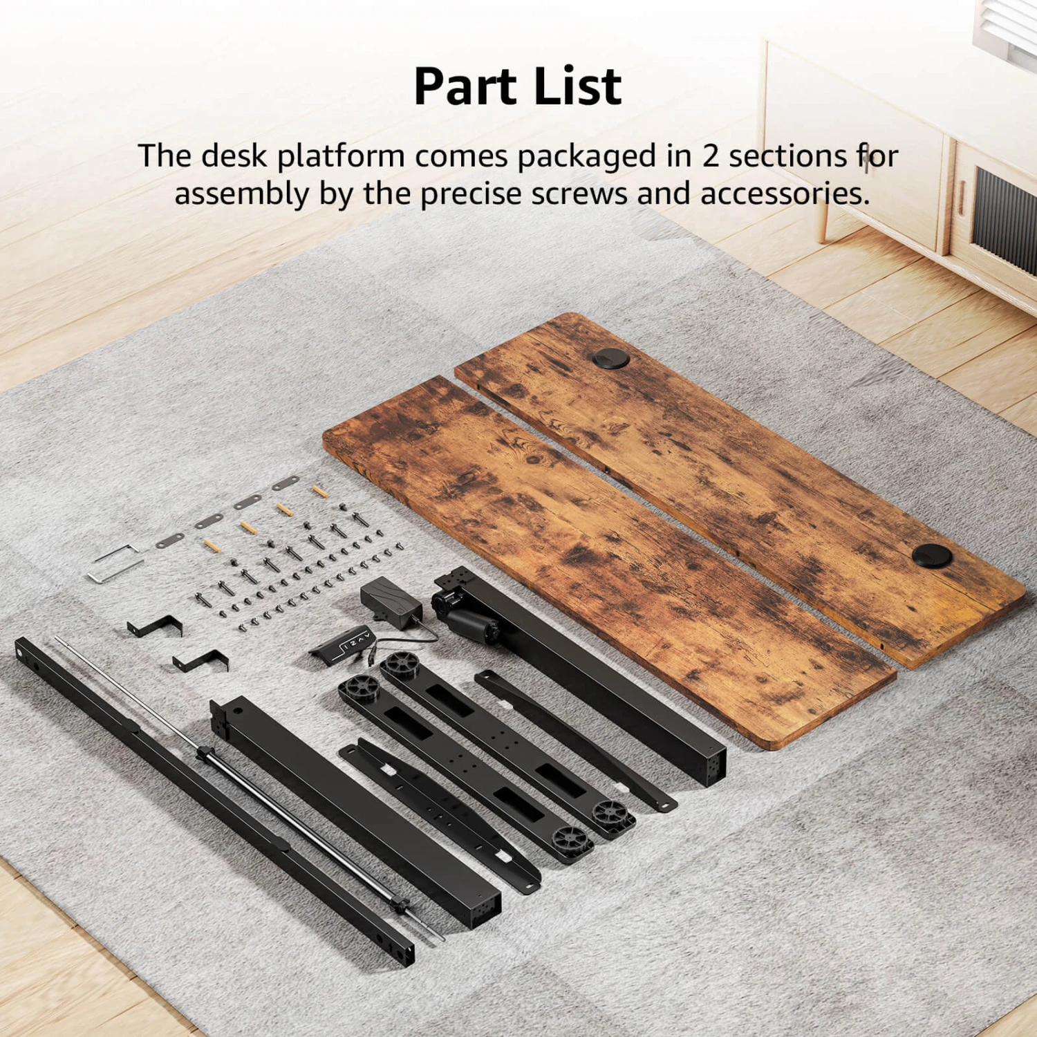 MOUNTUP 48x24" Electric Height Adjustable Standing Desk- Rustic Brown 7 MOUNTUP 48x24" Electric Height Adjustable Standing Desk- Rustic Brown - Image 5