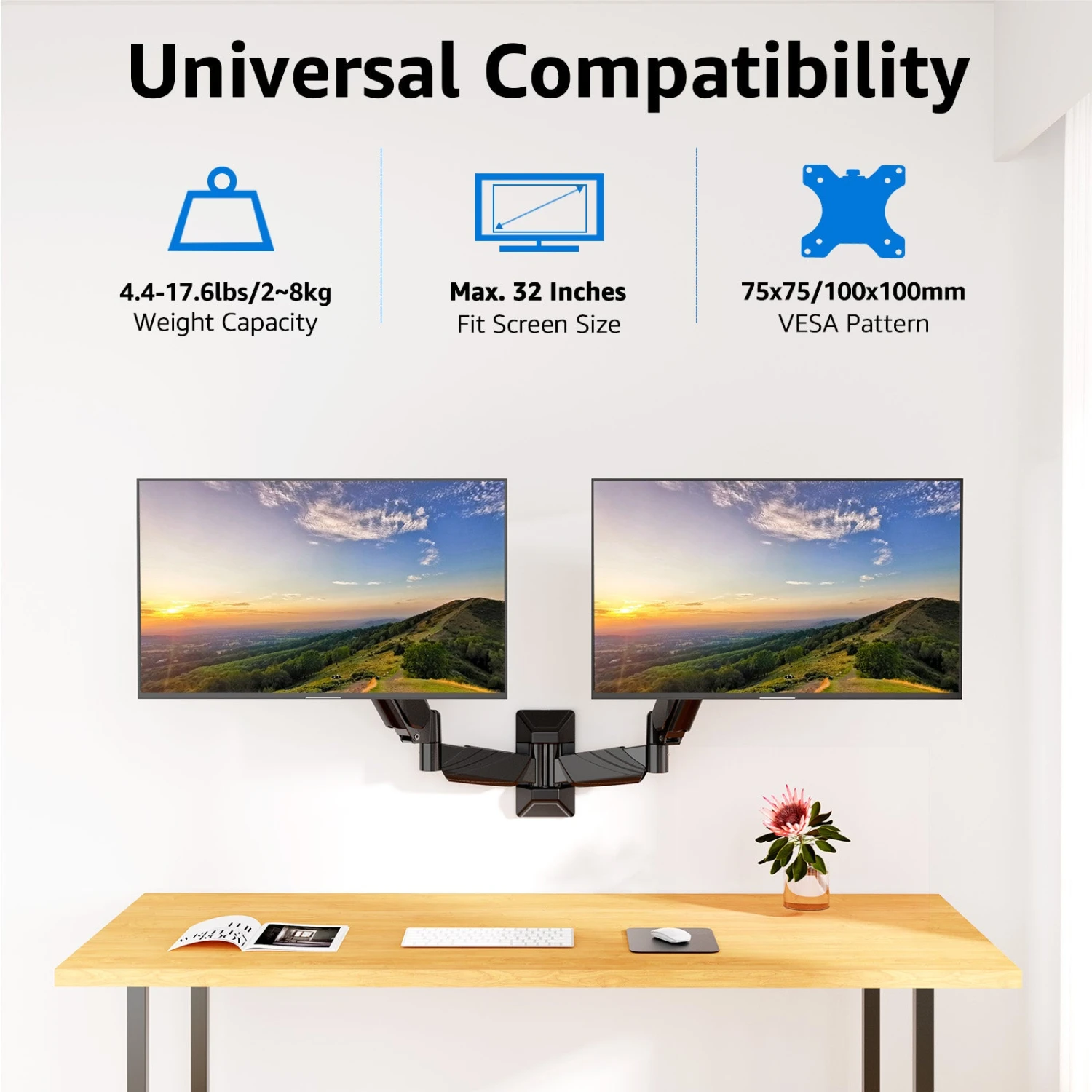 Dual Monitor Wall Mount For 13"- 32" Monitors MUA2008 4 Dual Monitor Wall Mount For 13"- 32" Monitors MUA2008 - Image 2