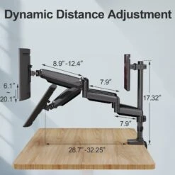 Full Motion Triple Monitor Desk Mount For Max 32'' Monitors MUM-8004A -Mountup Store 3.1