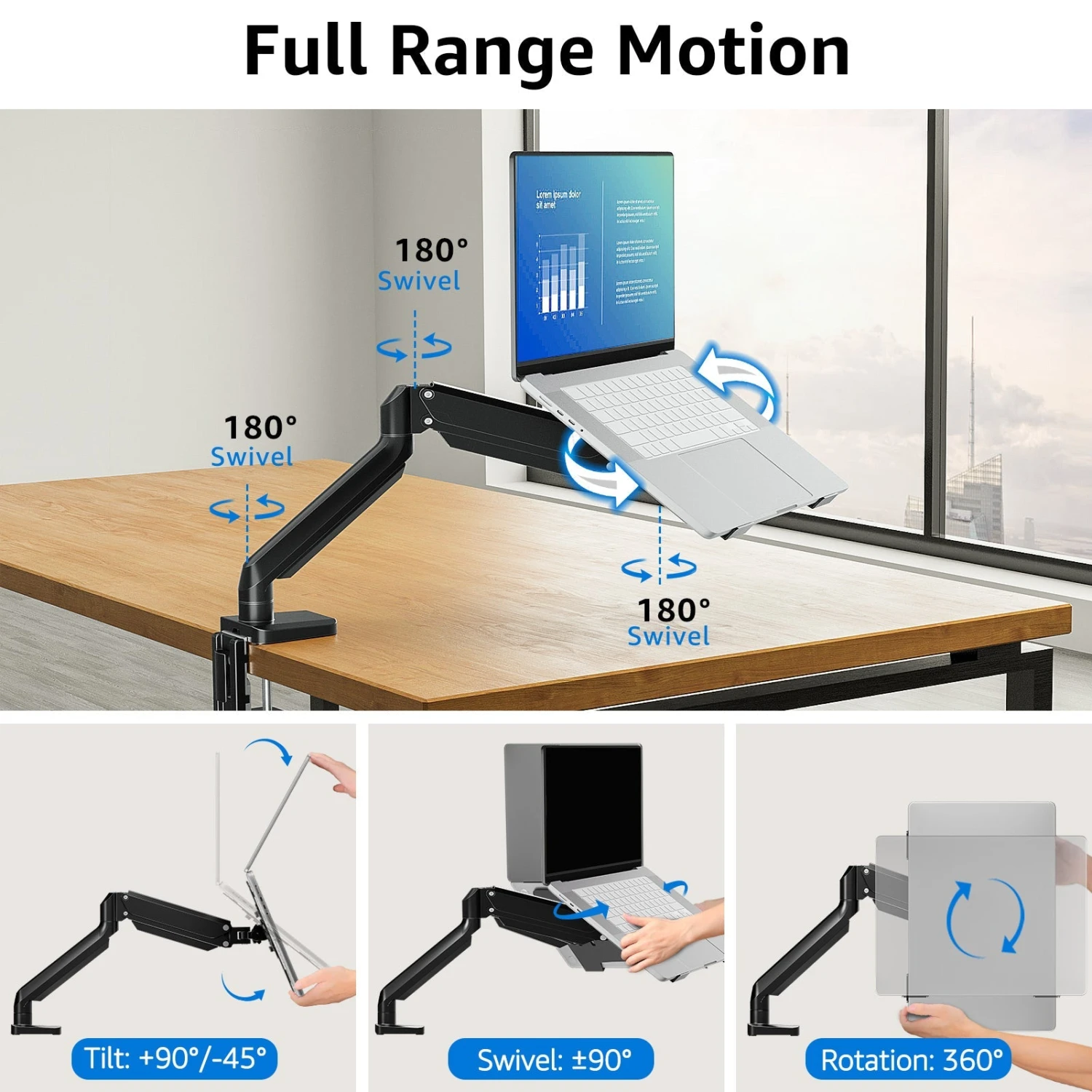 Laptop Arm Mount For Desk Holds 3.3-17.6lbs MUM-4007 5 Laptop Arm Mount For Desk Holds 3.3-17.6lbs MUM-4007 - Image 3