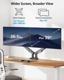 MOUNTUP Dual Monitor Mount Holds For 4.4-26.5lbs, Full-motion Monitors Stand Max 39 Inch, Gas Spring Monitor Stand For 2 Monitor, Height Adjustable Monitors Desk Mount With C-Clamp＆Grommet Base -Mountup Store 3 dfd01112 70ae 448d a54c ba65452aeabe