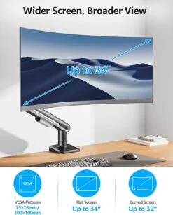 MOUNTUP Single Monitor Desk Mount Holds Max 26.5lbs, Monitor Mount For 13-34 Inch, Full-Motion Monitors Stand, Height Adjustable Gas Spring Monitors Arm With C-Clamp＆Grommet Base -Mountup Store 3 ff22cfa8 c9dc 4613 b9ec 28610620dba1