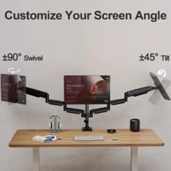 Full Motion Triple Monitor Desk Mount For Max 32'' Monitors MUM-8004A -Mountup Store 4.1