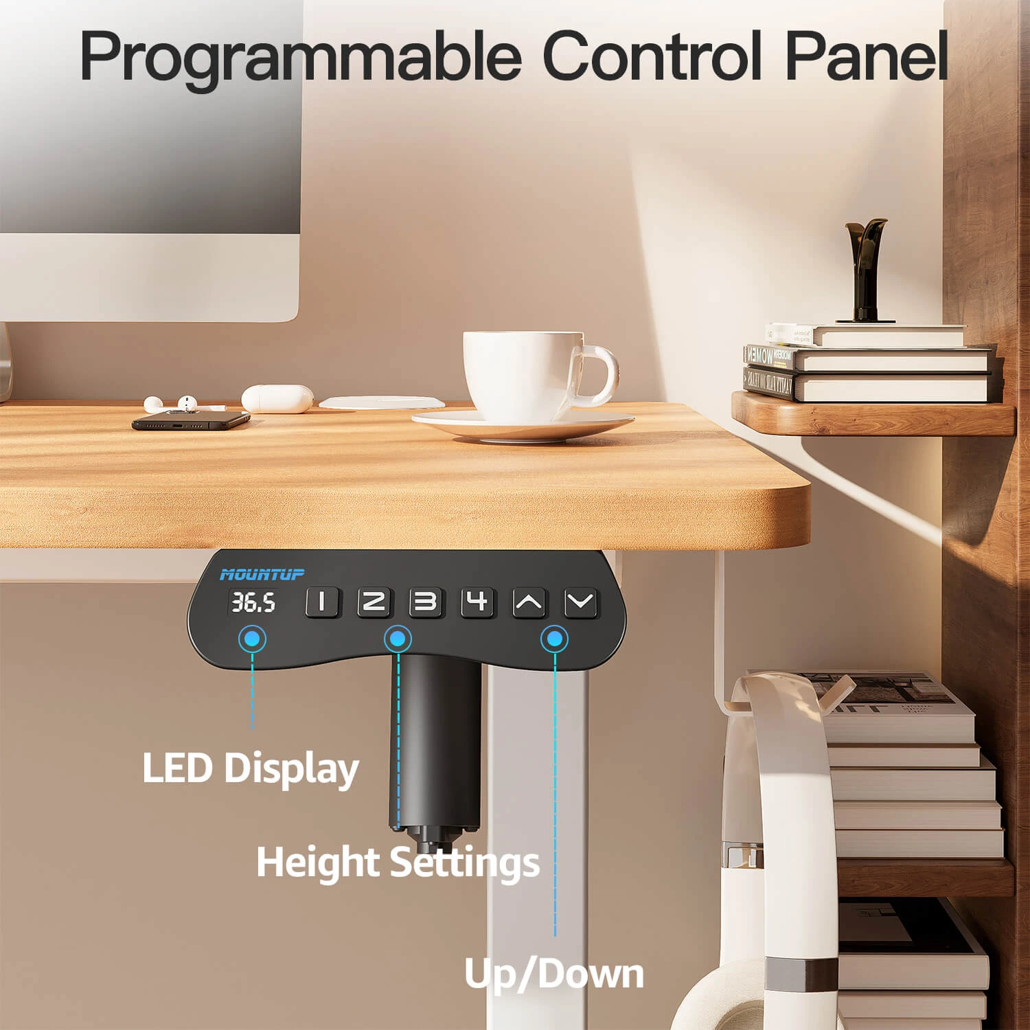 MOUNTUP 55 X 24 Inches Electric Height Adjustable Standing Desk UP512-W5 6 MOUNTUP 55 X 24 Inches Electric Height Adjustable Standing Desk UP512-W5 - Image 4