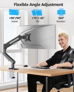 MOUNTUP Single Monitor Desk Mount Holds Max 26.5lbs, Monitor Mount For 13-34 Inch, Full-Motion Monitors Stand, Height Adjustable Gas Spring Monitors Arm With C-Clamp＆Grommet Base -Mountup Store 4 ca9de7e1 030b 4c3d 8fae 94d2c5b81af2