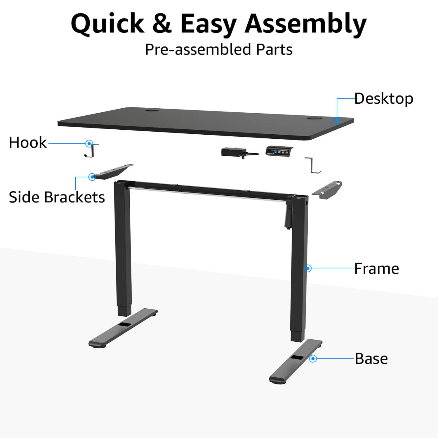 Height Adjustable Electric Standing Desk - Black 10 Height Adjustable Electric Standing Desk - Black - Image 8