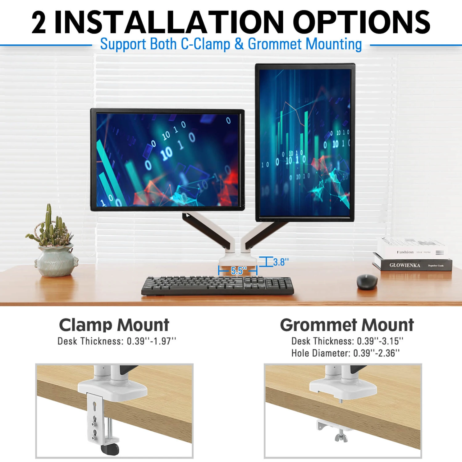 Dual Monitor Desk Mount For Max 32'' Monitors MUA0005-W 6 Dual Monitor Desk Mount For Max 32'' Monitors MUA0005-W - Image 4