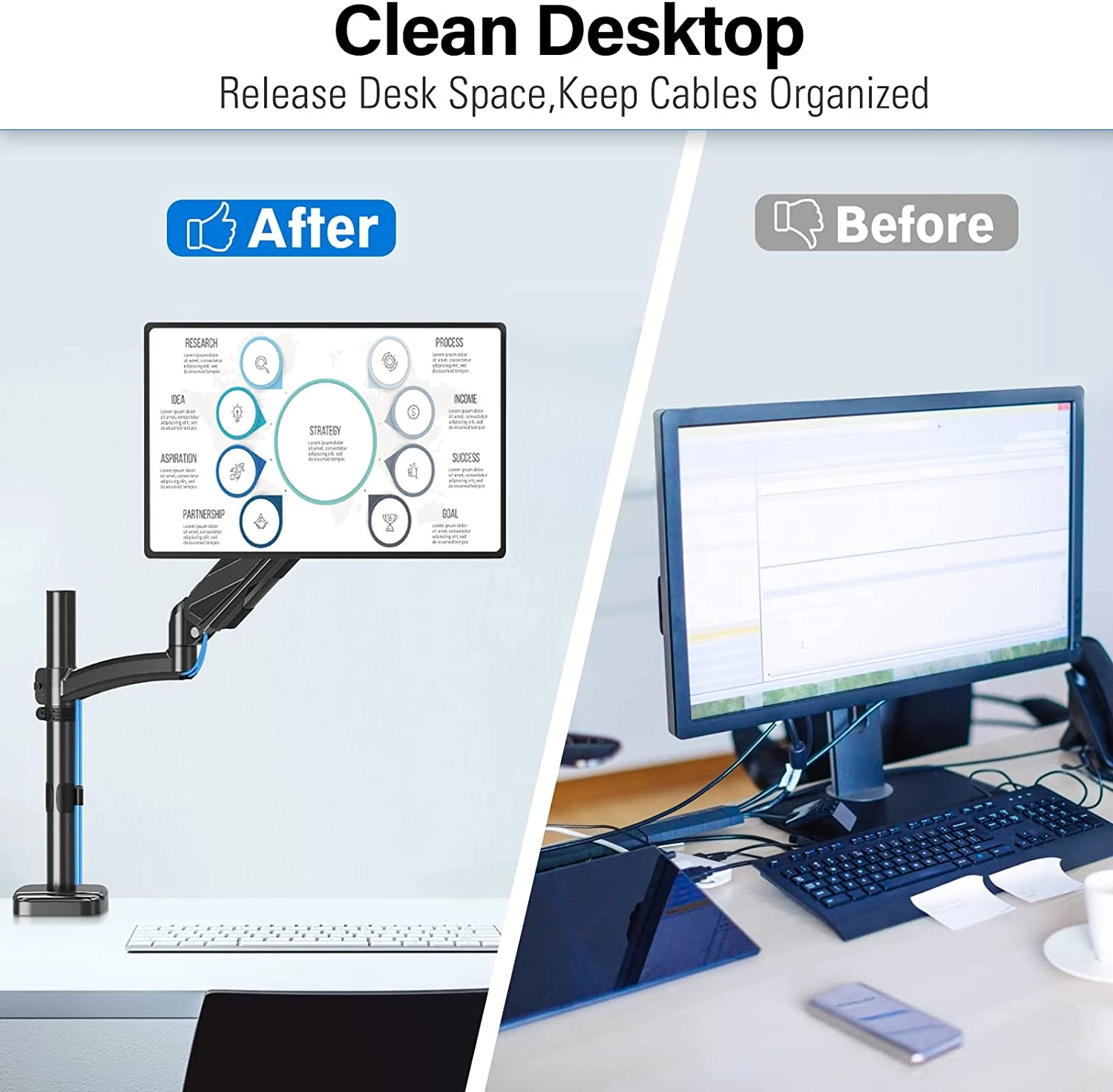 Single Monitor Desk Mount For 17''-32'' Monitors MUA6003 8 Single Monitor Desk Mount For 17''-32'' Monitors MUA6003 - Image 6