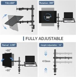 Monitor Mount With Laptop Tray For 13''-27'' Monitors Laptop Mount For Max 17" Notebook -Mountup Store 61LfbCV6AqL. AC SL1500