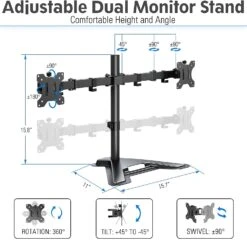 Dual Monitor Desk Stand For Max 27'' Monitors MU1002 -Mountup Store 61rlDVsVWVL. AC SL1500