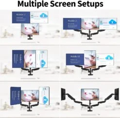Full Motion Triple Monitor Desk Mount For Max 27'' Monitors MU0006A -Mountup Store 6A4