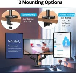 Full Motion Triple Monitor Desk Mount For Max 27'' Monitors MU0006A -Mountup Store 6A5