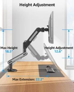 MOUNTUP Single Monitor Desk Mount Holds Max 26.5lbs, Monitor Mount For 13-34 Inch, Full-Motion Monitors Stand, Height Adjustable Gas Spring Monitors Arm With C-Clamp＆Grommet Base -Mountup Store 6 409b1d55 cad4 40ae a628 976eae218da9