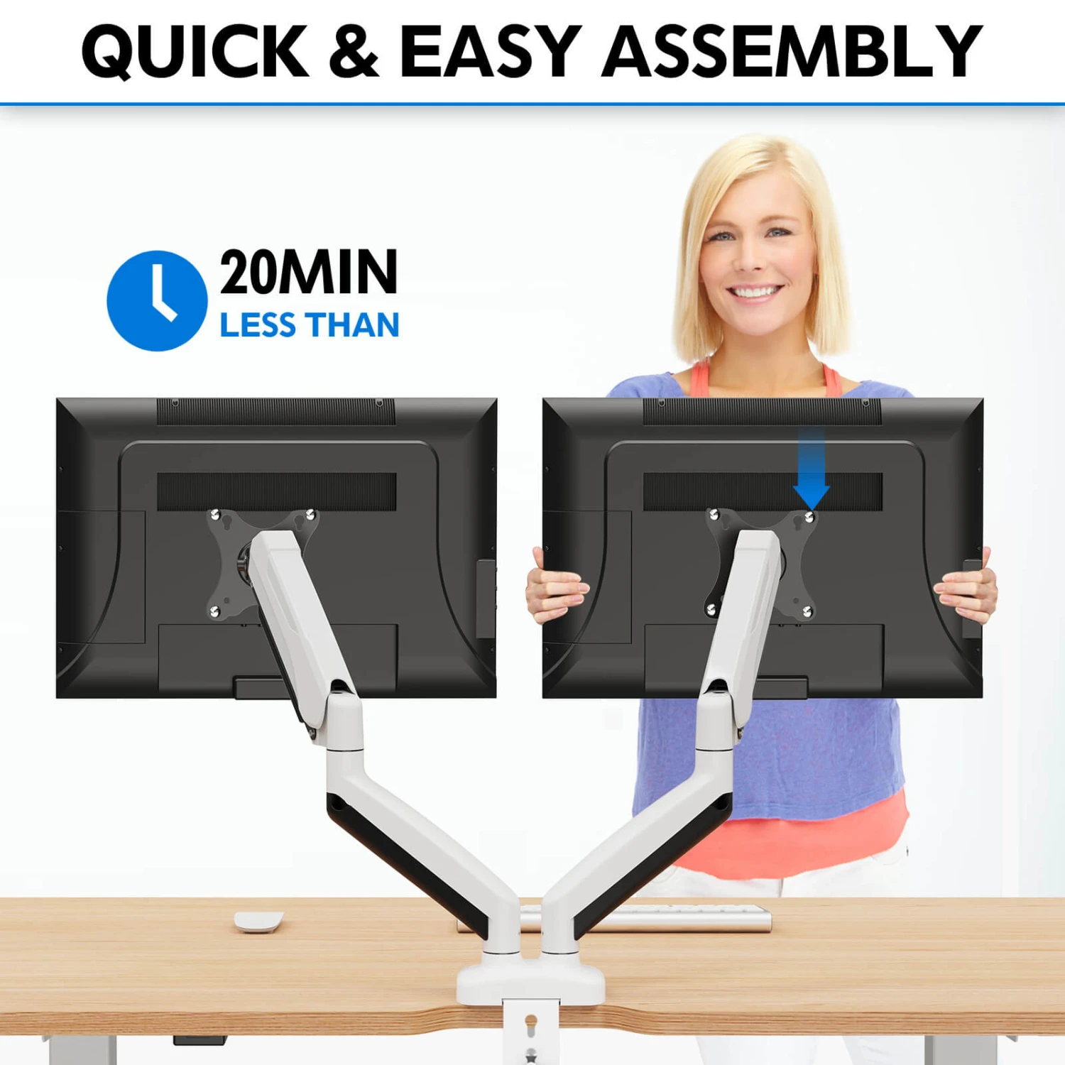Dual Monitor Desk Mount For Max 32'' Monitors MUA0005-W 7 Dual Monitor Desk Mount For Max 32'' Monitors MUA0005-W - Image 5