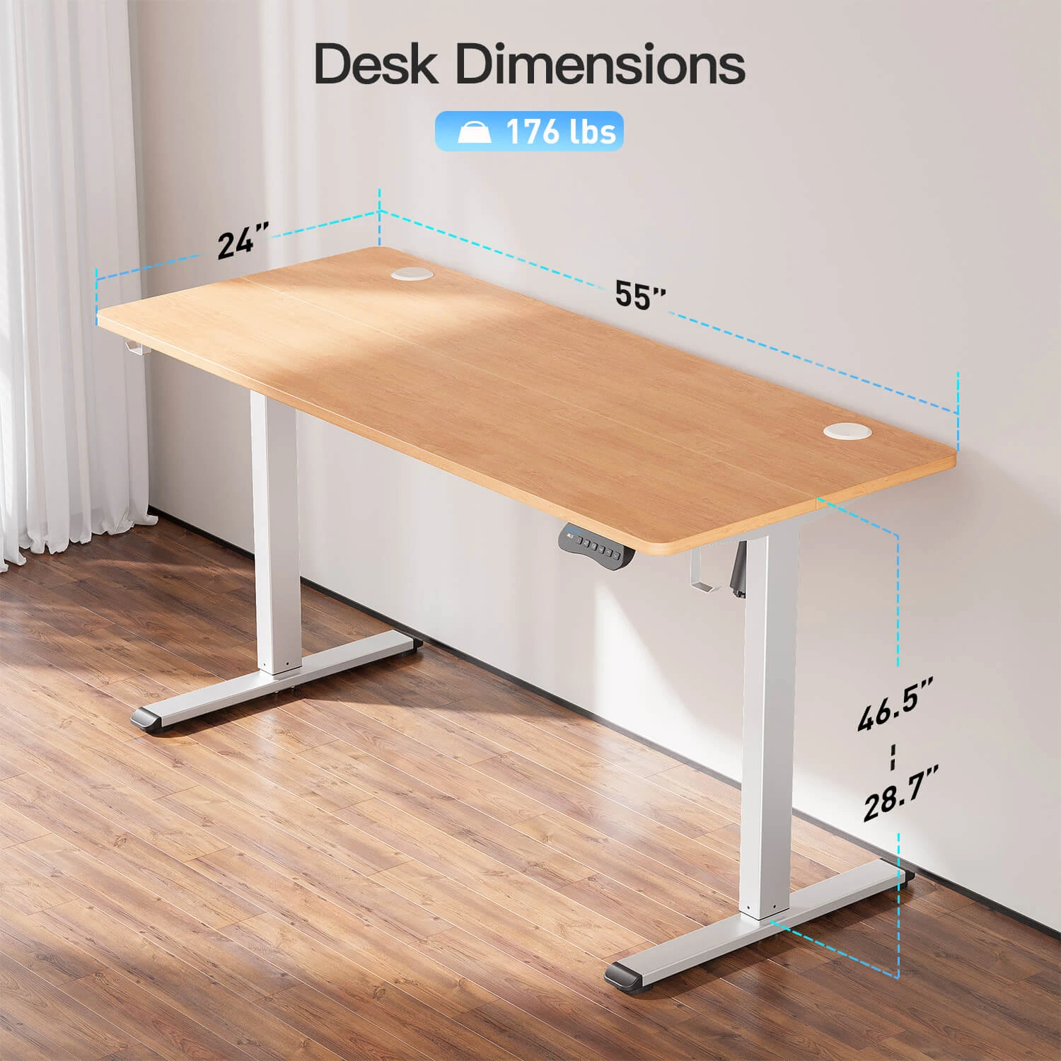 MOUNTUP 55 X 24 Inches Electric Height Adjustable Standing Desk UP512-W5 8 MOUNTUP 55 X 24 Inches Electric Height Adjustable Standing Desk UP512-W5 - Image 6