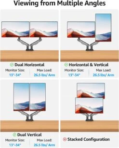 MOUNTUP Dual Monitor Mount Holds For 4.4-26.5lbs, Full-motion Monitors Stand Max 39 Inch, Gas Spring Monitor Stand For 2 Monitor, Height Adjustable Monitors Desk Mount With C-Clamp＆Grommet Base -Mountup Store 6 d2742e6e 4ab2 421e b853 823f6f7a0946