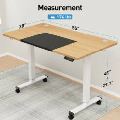 Electric Height Adjustable Standing Desk - Black & Oak -Mountup Store 6 d5b34224 f839 43d7 9506 aa9204925a07
