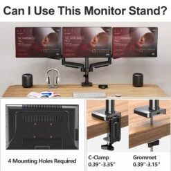 Full Motion Triple Monitor Desk Mount For Max 32'' Monitors MUM-8004A -Mountup Store 7.1