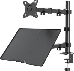 Monitor Mount With Laptop Tray For 13''-27'' Monitors Laptop Mount For Max 17" Notebook