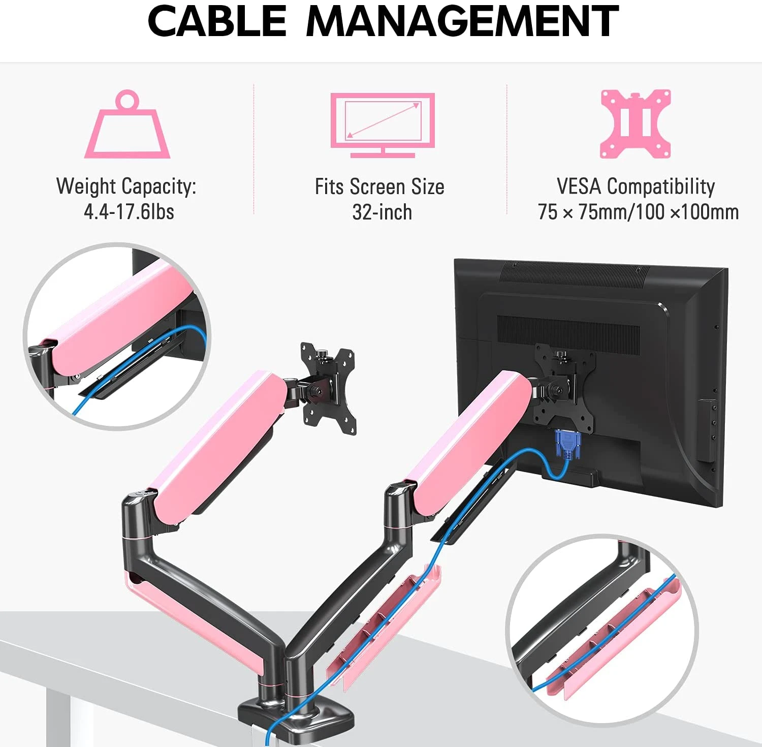 Dual Monitor Desk Mount For 17''-32'' Monitors MU6002-A 8 Dual Monitor Desk Mount For 17''-32'' Monitors MU6002-A - Image 6