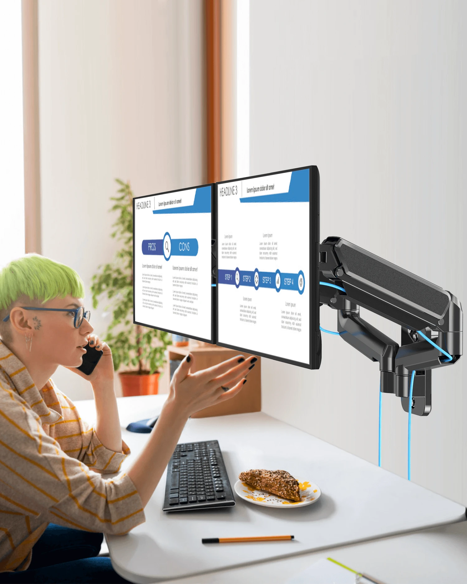 Dual Monitor Wall Mount For 2 Max 32'' Monitors MUA2004 5 Dual Monitor Wall Mount For 2 Max 32'' Monitors MUA2004 - Image 3