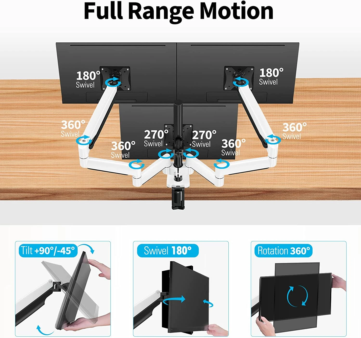Triple Monitor Desk Mount For Max 32'' Monitors MU8003 MU8004 5 Triple Monitor Desk Mount For Max 32'' Monitors MU8003 MU8004 - Image 3