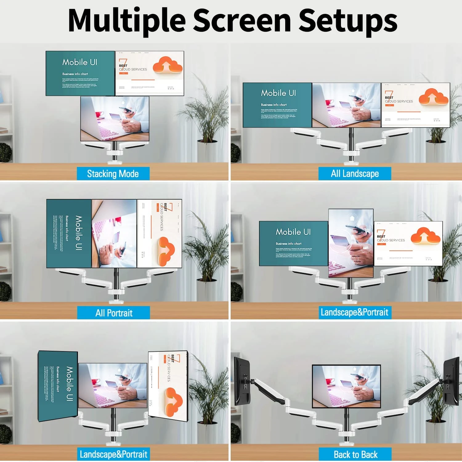 Triple Monitor Desk Mount For Max 32'' Monitors MU8003 MU8004 6 Triple Monitor Desk Mount For Max 32'' Monitors MU8003 MU8004 - Image 4