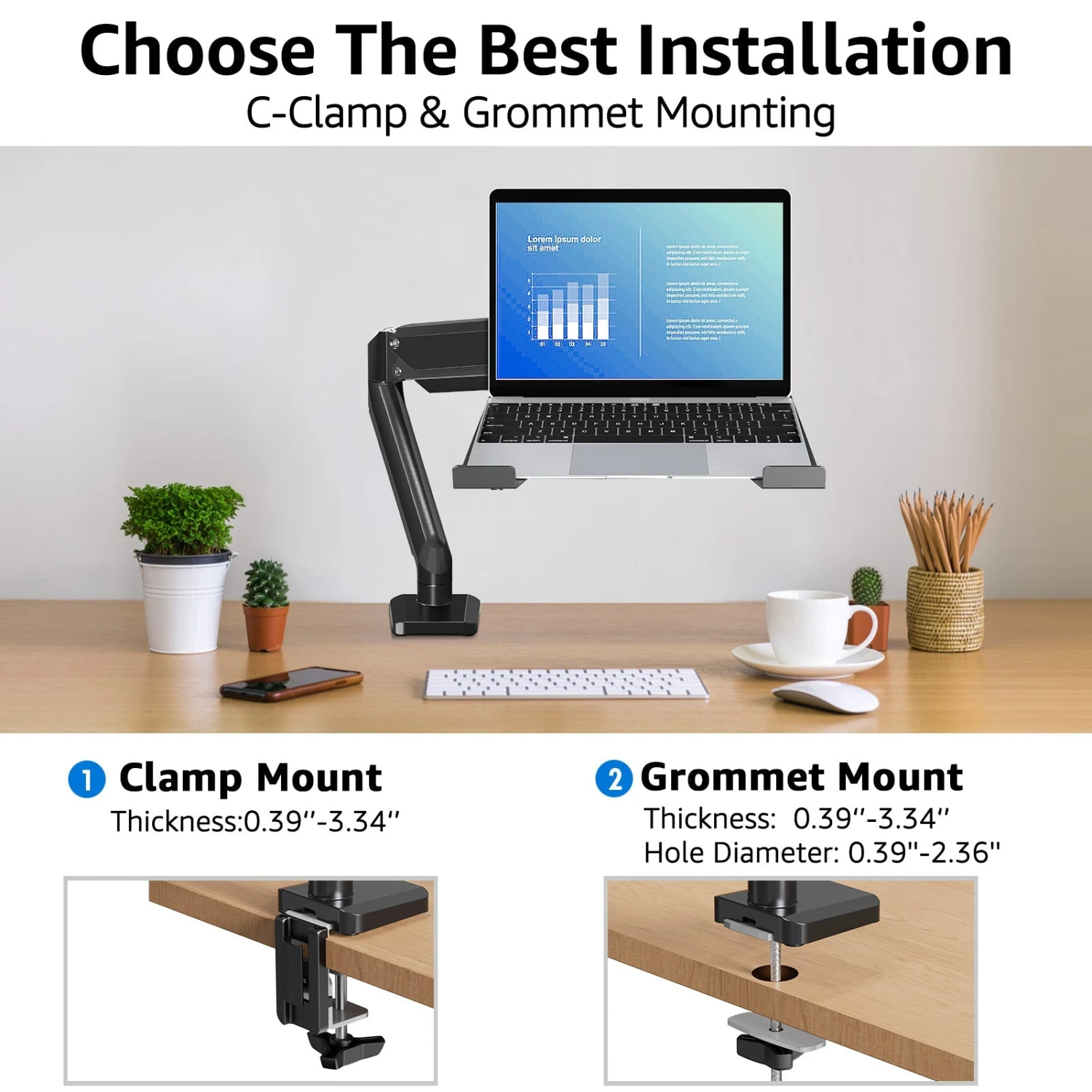 Laptop Arm Mount For Desk Holds 3.3-17.6lbs MUM-4007 9 Laptop Arm Mount For Desk Holds 3.3-17.6lbs MUM-4007 - Image 7