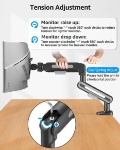 MOUNTUP Single Monitor Desk Mount Holds Max 26.5lbs, Monitor Mount For 13-34 Inch, Full-Motion Monitors Stand, Height Adjustable Gas Spring Monitors Arm With C-Clamp＆Grommet Base -Mountup Store 9 6eee03b7 3d64 4fde a1bc 5c7a2ee376df