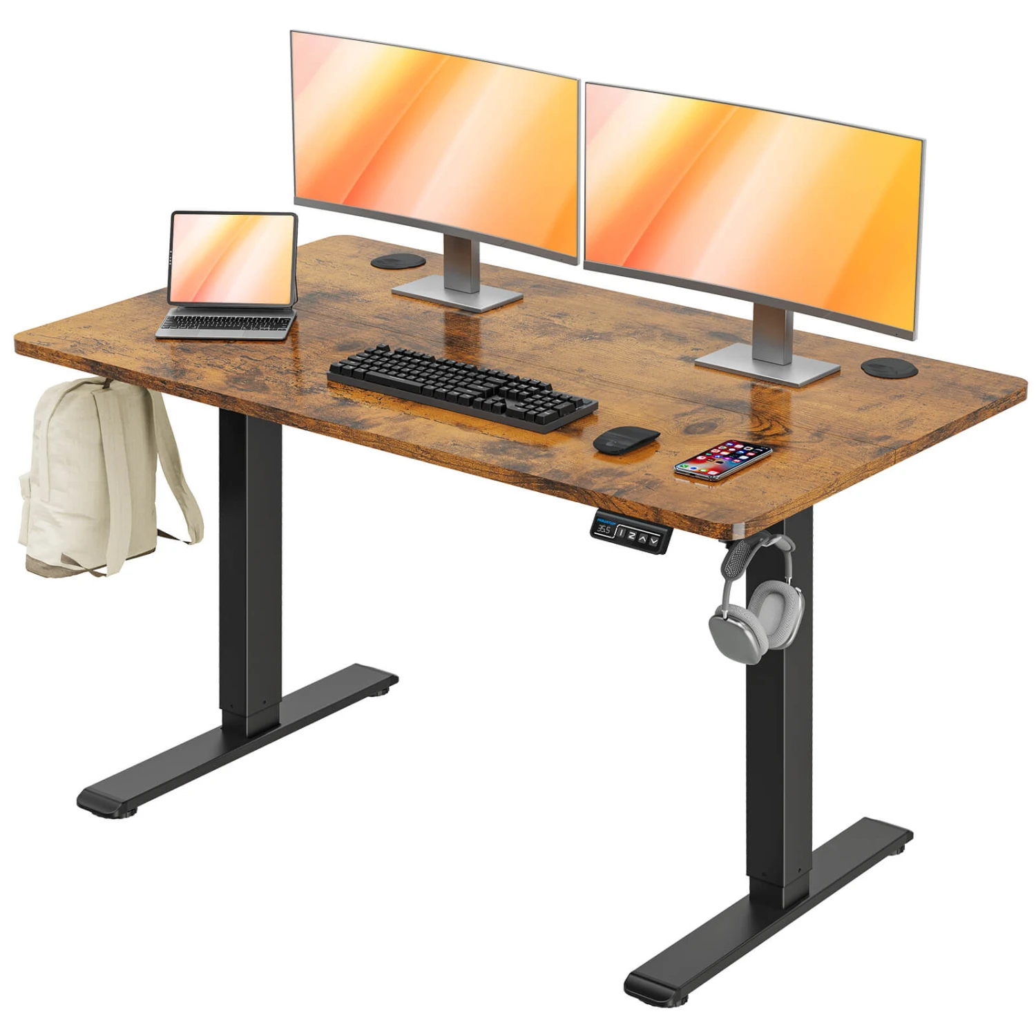 MOUNTUP 48x24" Electric Height Adjustable Standing Desk- Rustic Brown 3 MOUNTUP 48x24" Electric Height Adjustable Standing Desk- Rustic Brown