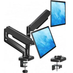 Dual Monitor Desk Mount For Max 32'' Monitors MU0005 -Mountup Store Black 2