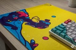Deskmat Mousepad QwertyKey Octopus Yellow 4mm Stitched Edges(Deskmat Mousepad Qwertykey Octopus Galben 4mm Margini Cusute) -Mountup Store Deskmat qwertykey octopus 4