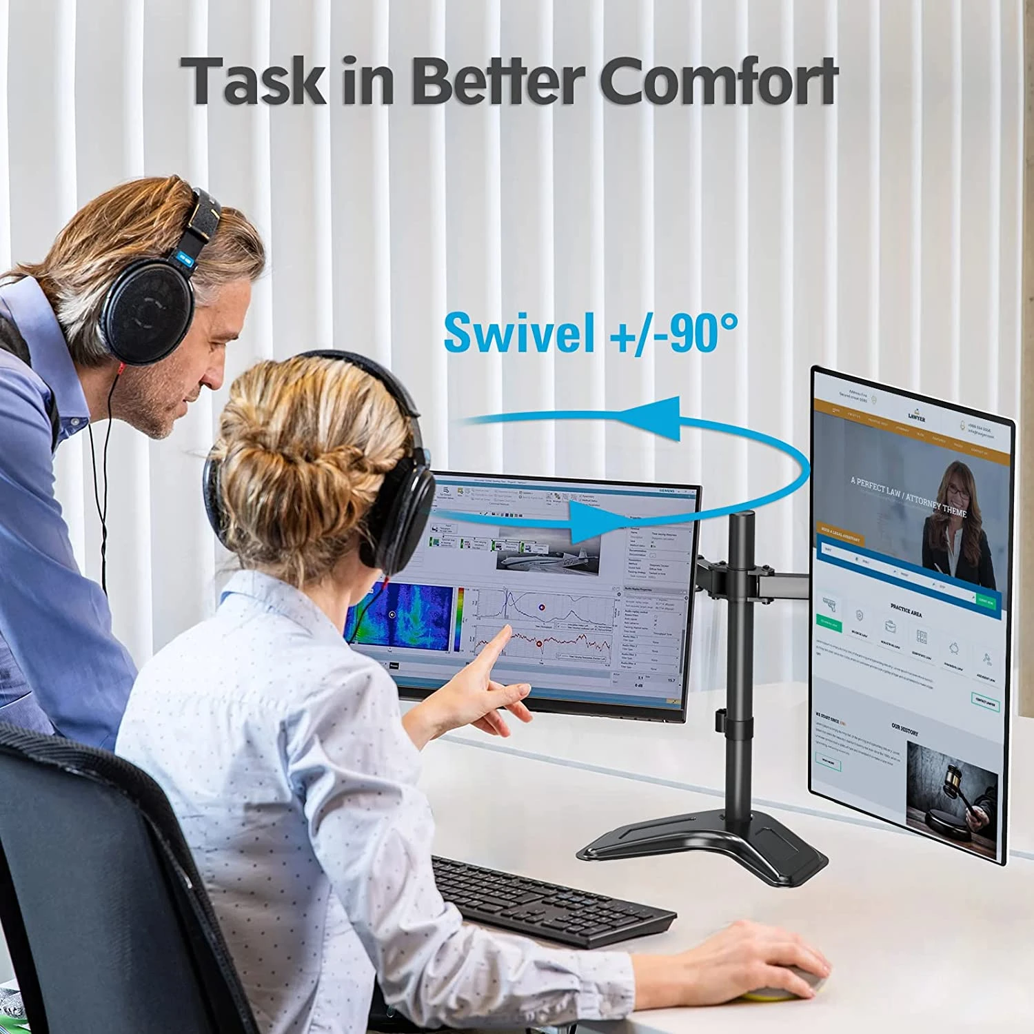 Dual Monitor Desk Stand For 13''-27’’ Monitors MUA1004 5 Dual Monitor Desk Stand For 13''-27’’ Monitors MUA1004 - Image 3