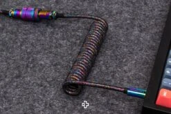 Keychron Cablu Premium Aviator(Keychron Cablu Premium Aviator) -Mountup Store Keychron Premium Coiled Aviator Cable Rainbow Plated Black Straight 2