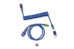 Keychron Cablu Premium Aviator(Keychron Cablu Premium Aviator) -Mountup Store Keychron Premium Coiled Aviator Cable Rainbow Plated Blue Straight