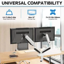 Dual Monitor Desk Mount For Max 32'' Monitors MU0005 -Mountup Store MU0005w 3