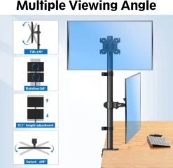 Vertical Dual Monitor Desk Mount For Max 32'' Monitors MU3004 -Mountup Store MU3004 3