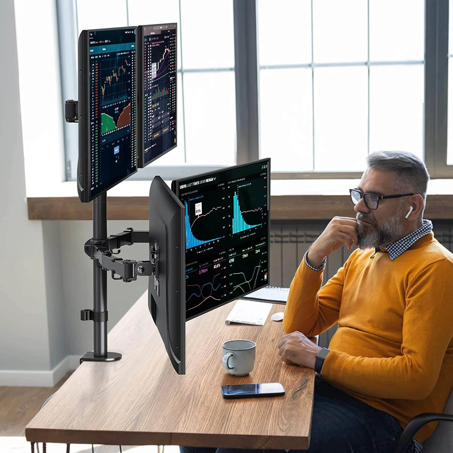 Quad Monitor Desk Mount For 13''-32'' Monitors MUA3007 4 Quad Monitor Desk Mount For 13''-32'' Monitors MUA3007 - Image 2