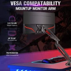 Single Monitor Desk Mount For 17''-32'' Monitors For Gaming -Mountup Store MountupMU0027 5